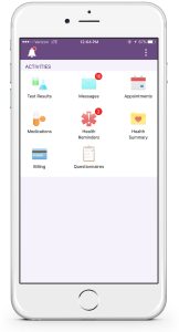 phone showing MyChart app homescreen